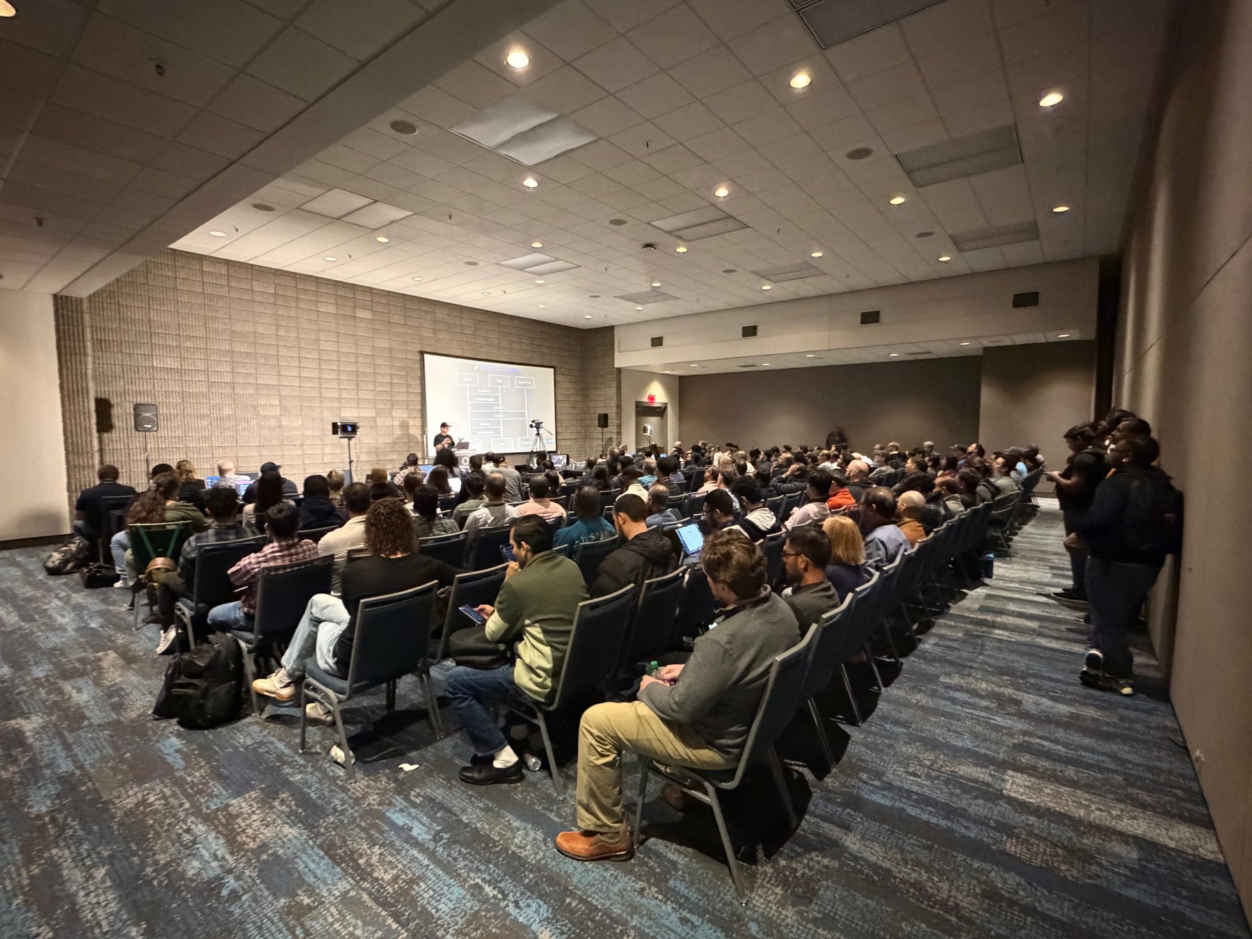 Developers learning together during David Parry’s MCP and AI agents session at DevNexus